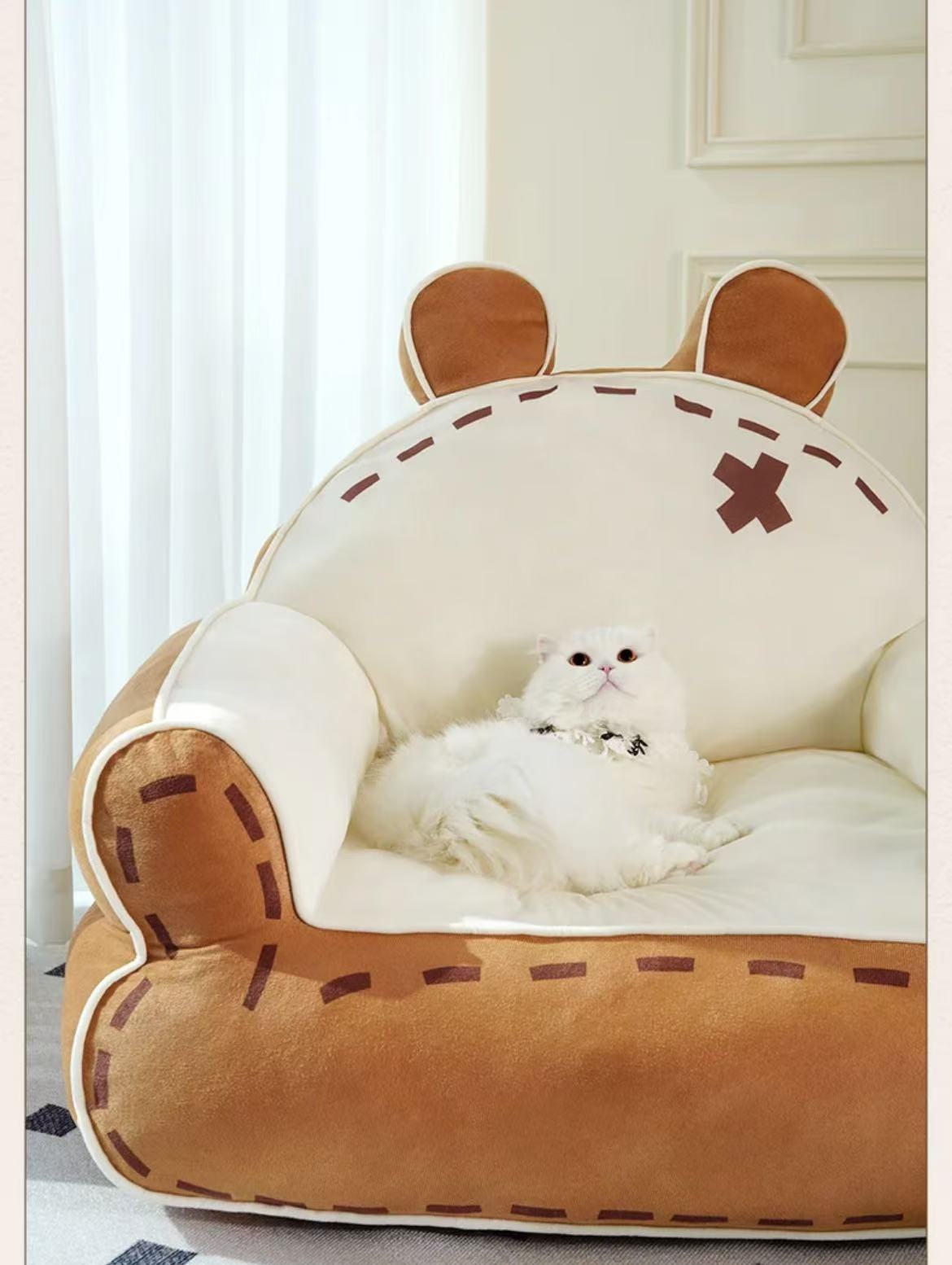 "Bear-Themed Pet Furniture by PawsCube | Washable Sofa for Dogs/Cats, Blends with Any Home Decor Style!"
